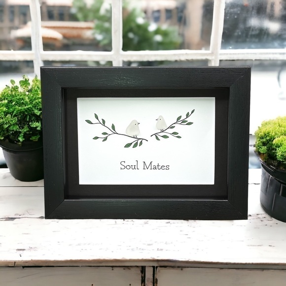 Artisan Other - Sea Glass Art Soul Mates| Couples Partner Friendship Seaglass Bird Gift